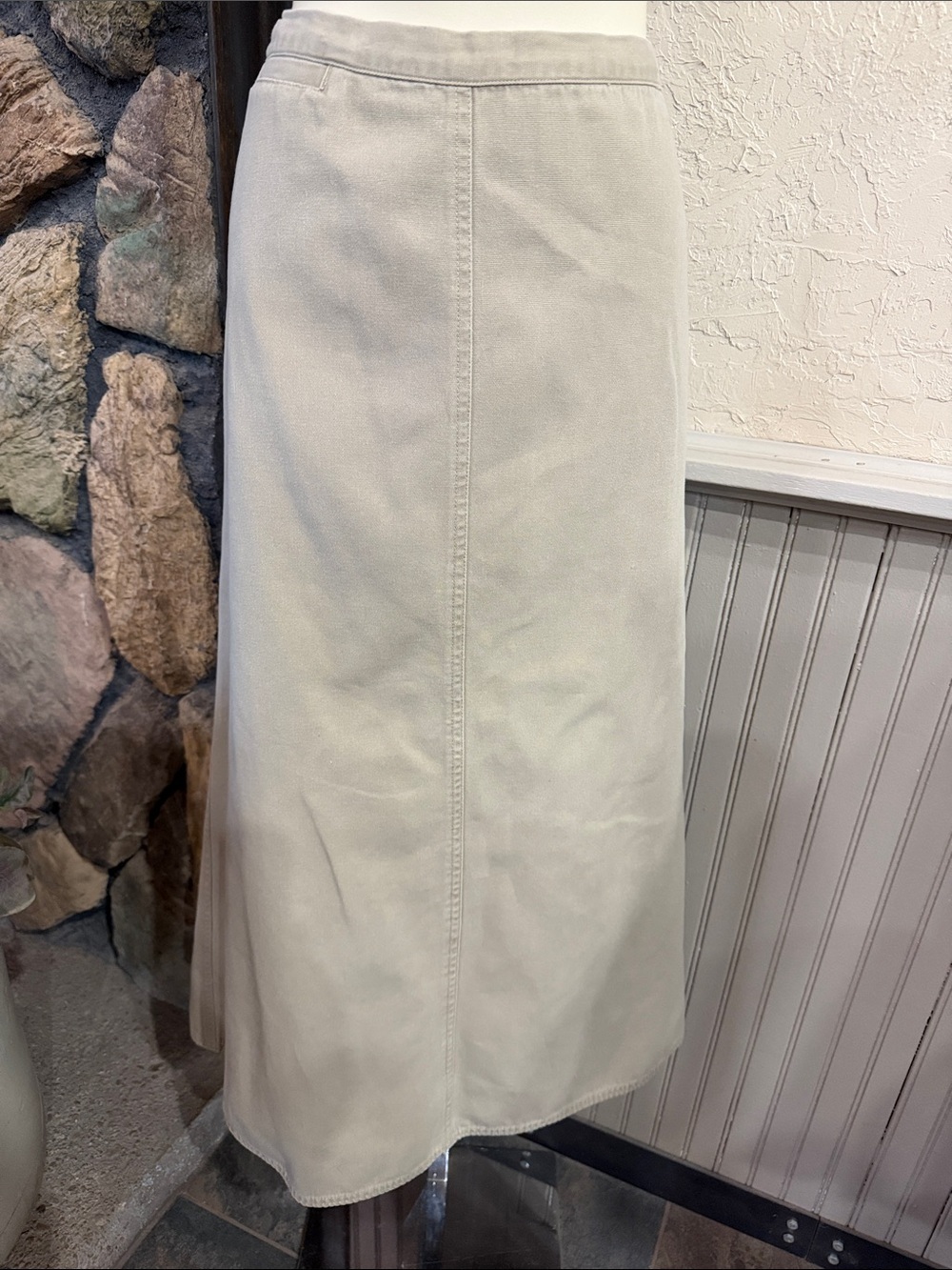 Woolrich Light Cream Maxi Skirt with Center Panel